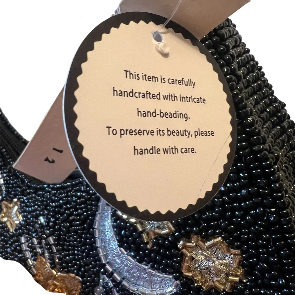 NWT VIRAL Moon & Stars Celestial Handcrafted Beaded Bag purse studio 12